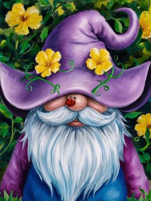 Summer Blossom Gnome - Paint by numbers