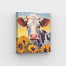 Laden Sie das Bild in den Galerie-Viewer, Leinwand „Sonnenblumenkalb – Malen nach Zahlen“.
