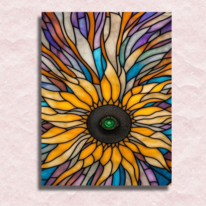 Sunflower Stained Glass Canvas - Paint by numbers