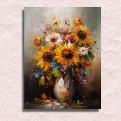 Sonnenblumen in Vase Leinwand - Malen-nach-Zahlen-Shop