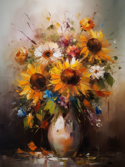 Sonnenblumen in Vase - Malen-nach-Zahlen-Shop