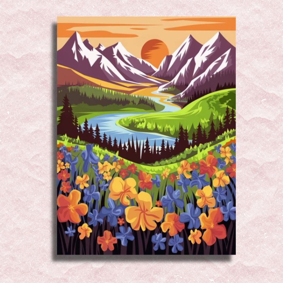 Sunlit Blossoming Haven Canvas - Paint by numbers