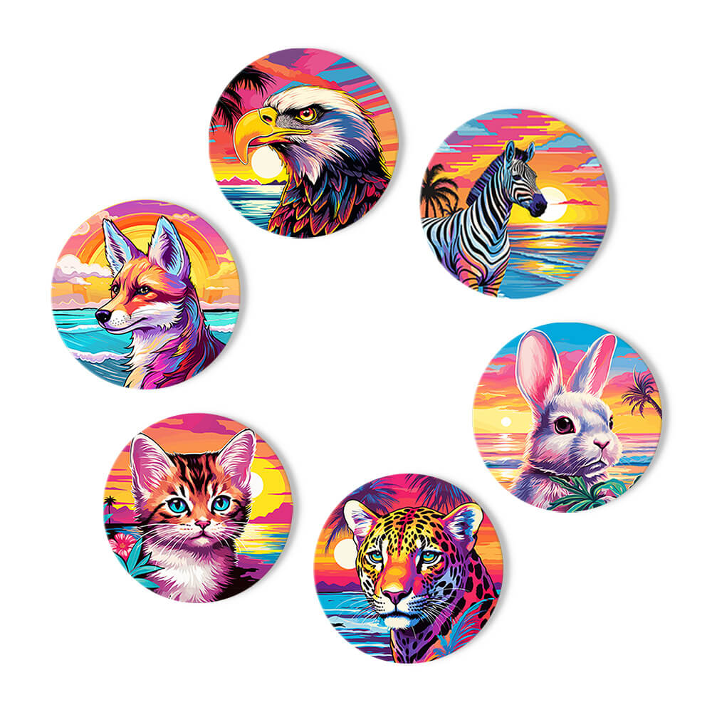 Sunset Animals Coasters - Paint by Numbers