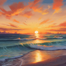 Laad de afbeelding in de Gallery-viewer, Sunset over Sea Paint by numbers