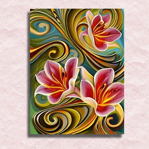 Swirling Lillies Canvas - Painting by numbers shop
