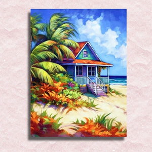 Tropisches Strandhaus-Leinwand – Malen-nach-Zahlen-Shop