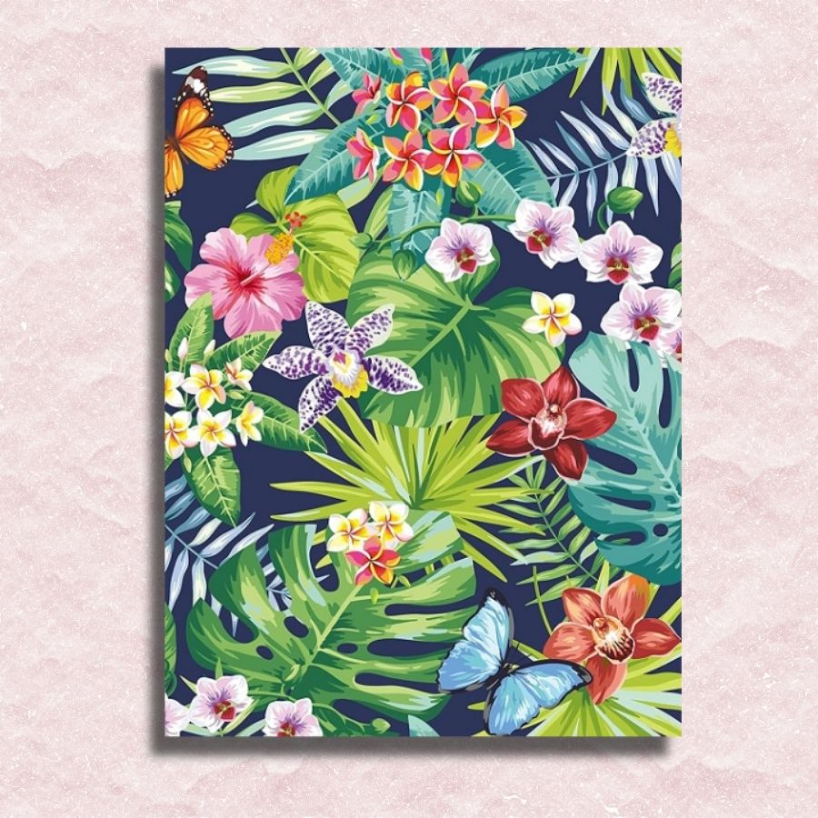 Tropical Forest Flowers Canvas - Painting by numbers shop