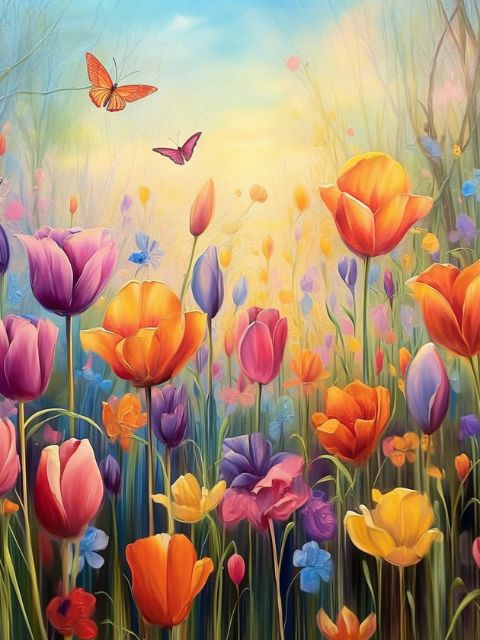 Field of tulips - Paint by numbers shop