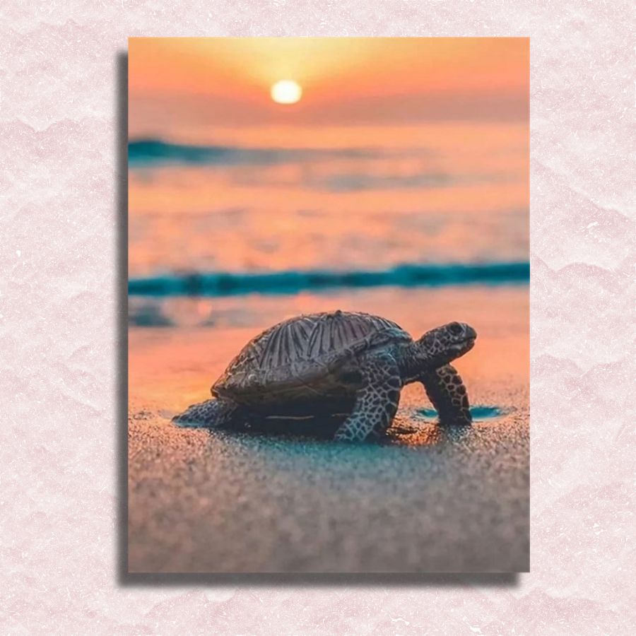 Turtle on the Beach Canvas - Painting by numbers shop