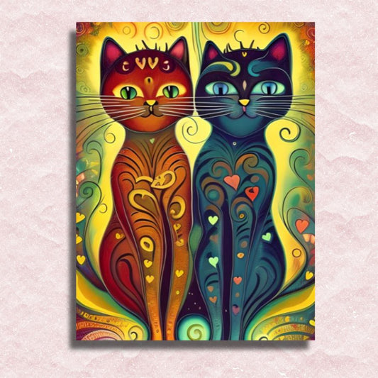 Twin Feline Fantasy Canvas - Painting by numbers shop