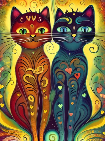 Twin Feline Fantasy - Painting by numbers shop