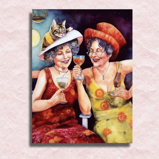 Two Old Ladies Having Fun Canvas - Painting by numbers shop