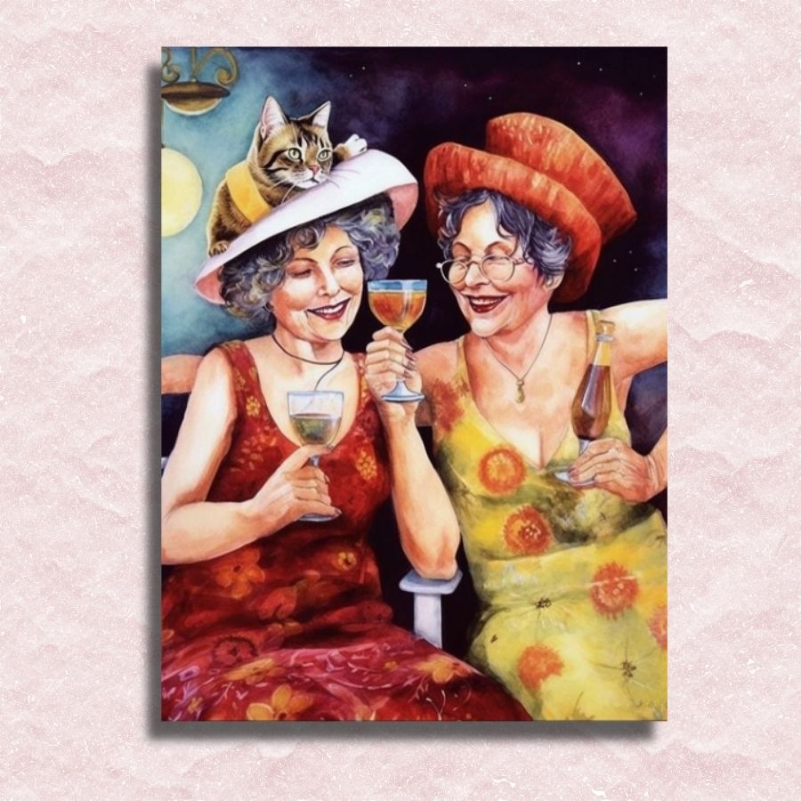 Two Old Ladies Having Fun Canvas - Paint by numbers