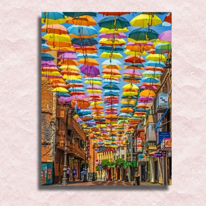 Umbrella Street in Madrid Canvas - Painting by numbers shop