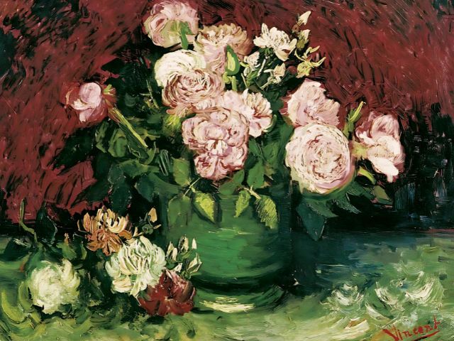 Van Gogh - Bowl with Peonies and Roses - Paint by numbers