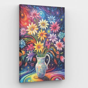 Vase voller Blumen - Malen-nach-Zahlen-Leinwand