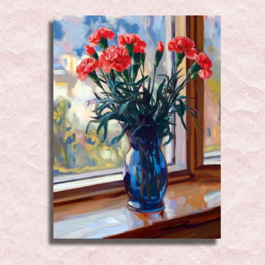 Vase of Carnations Canvas - Paint by numbers