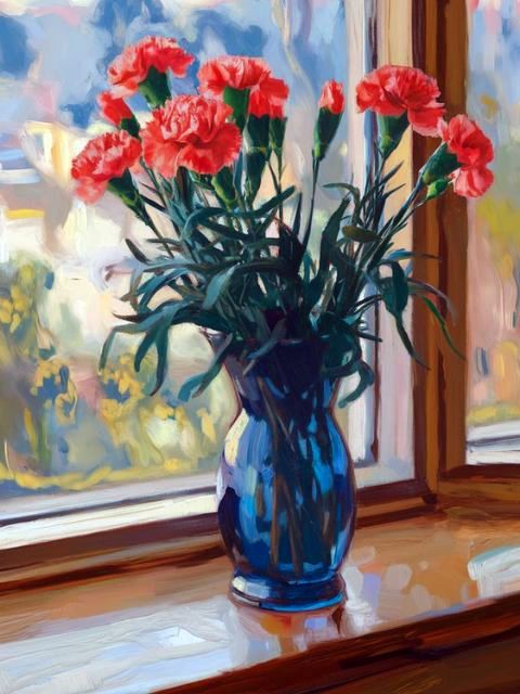 Vase of Carnations - Paint by numbers