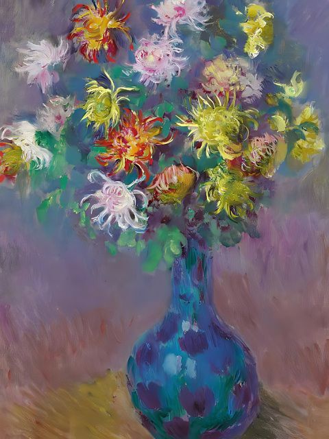 Claude Monet - Vase mit Chrysanthemen - Malen-nach-Zahlen-Shop
