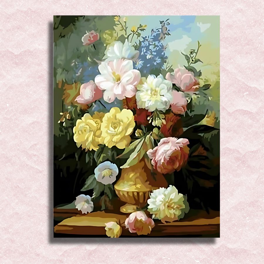 Vase mit großen Blumen auf Leinwand – Malen-nach-Zahlen-Shop