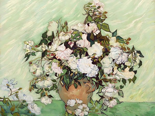 Van Gogh - Vase mit rosa Rosen - Malen-nach-Zahlen-Shop