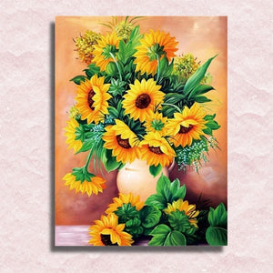 Lebhafte gelbe Sonnenblumen-Leinwand – Malen-nach-Zahlen-Shop
