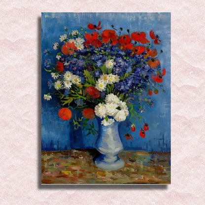 Van Gogh - Vaas met korenbloemen en klaprozen Canvas - Schilderij op nummer winkel