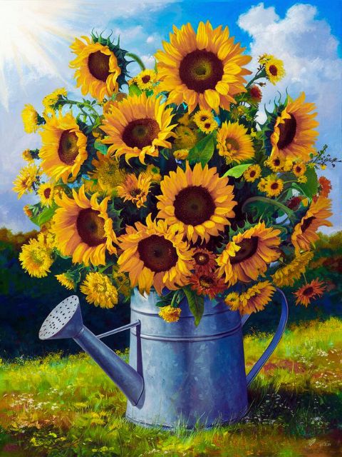 Vintage Idyllic Sunflowers - Paint by numbers