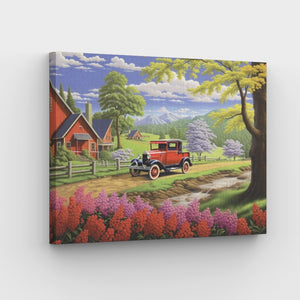 Vintage Red Ford Model A Canvas - Painting by numbers shop