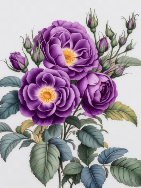 Violet Roses  - Paint by numbers