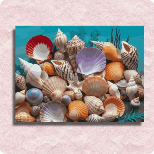 Vivid Coastal Shells Canvas - Paint by numbers