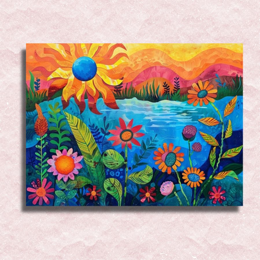 Whimsical Lake Scene Canvas - Paint by numbers