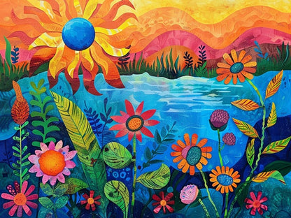 Whimsical Lake Scene - Paint by numbers