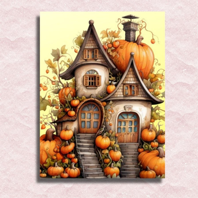 Whimsical Pumpkin House Canvas - Painting by numbers shop