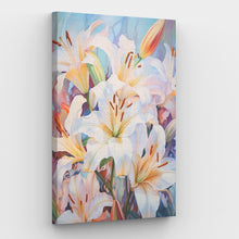 Laden Sie das Bild in den Galerie-Viewer, Leinwand „Weiße Lilien – Malen nach Zahlen“.
