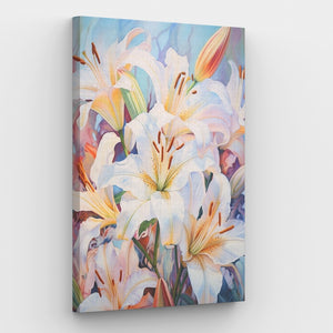 Witte lelies - Verf op nummer canvas