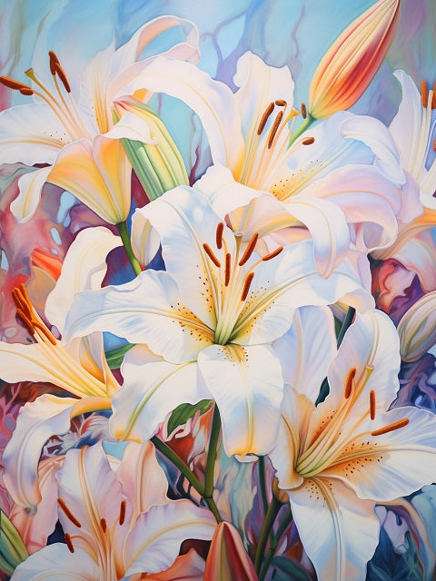 White Lilies - Paint by numbers