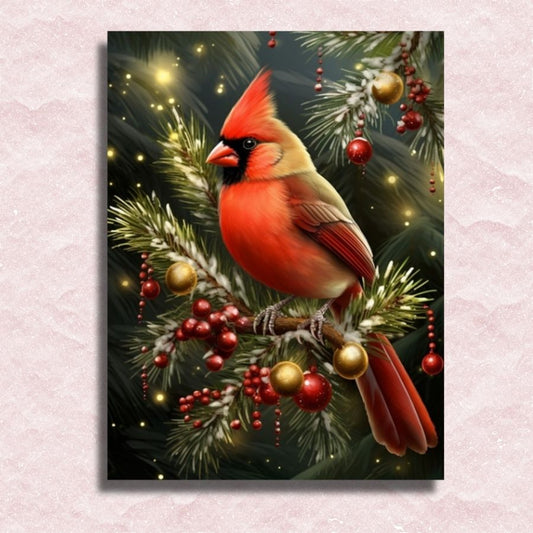 Winter Cardinal Perch Canvas - Painting by numbers shop