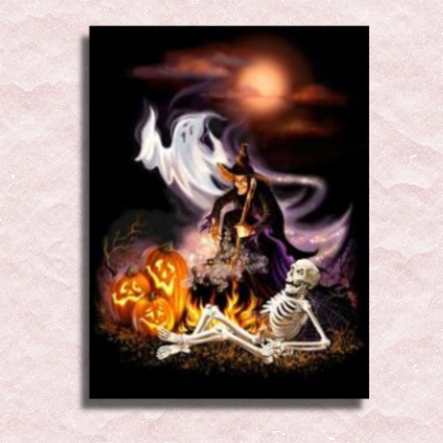 Witch, Ghost, and Skeleton Canvas - Painting by numbers shop