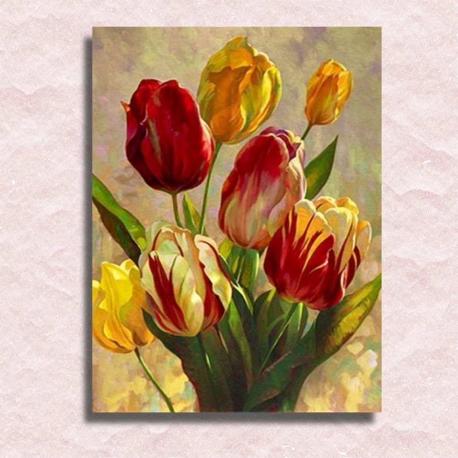 Yellow Red Tulips Canvas - Painting by numbers shop