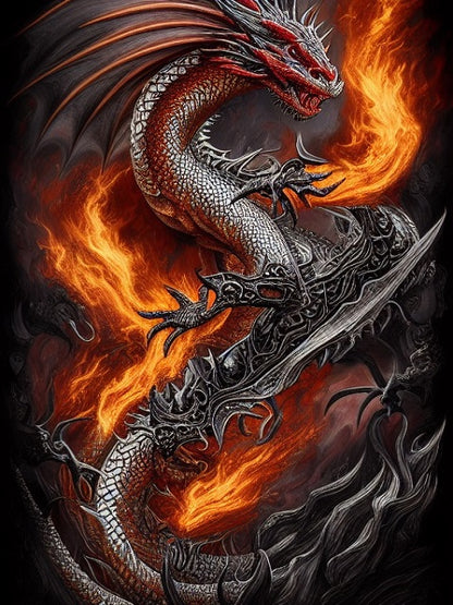 Chinese Dragon of Fire - Painting by numbers shop