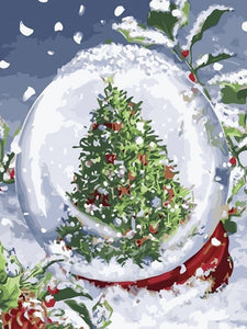 Weihnachtsbaum in einer Glasschale Malen nach Zahlen