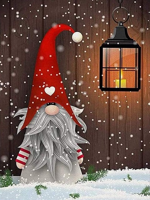 Christmas Gnome with Lantern Paint by Numbers Painting By