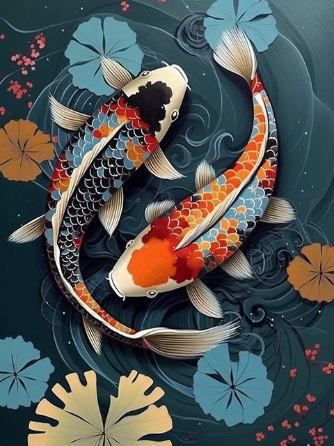 Koi Fish in Pond - Painting by numbers shop