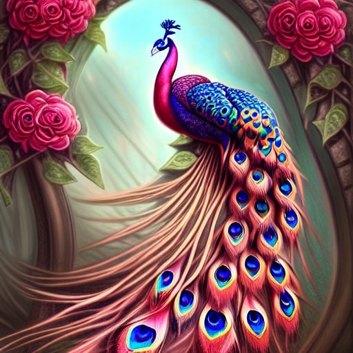Peacock Rose Fantasy Paint by Numbers
