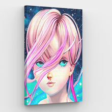 Laad de afbeelding in de Gallery-viewer, Pink Hair Girl Paint by Numbers Canvas