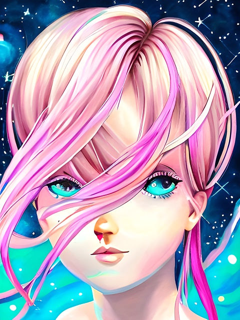 Pink Hair Girl - Painting by numbers shop