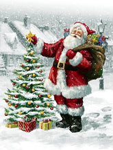 Laad afbeelding in galerijviewer, Kerstman zet ster op kerstboom Verf op nummer