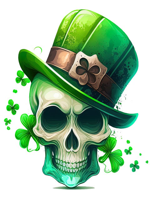 St. Patrick Totenkopf mit grünem Hut - Malen-nach-Zahlen-Shop