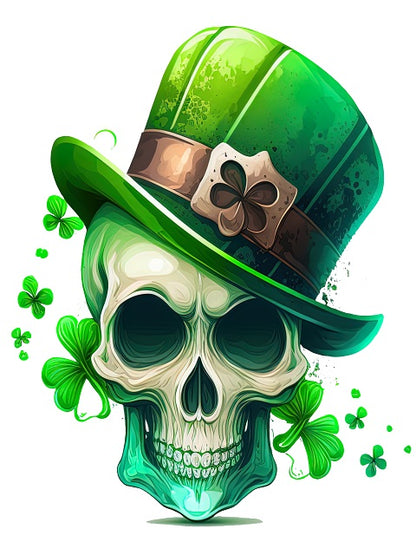 St. Patrick Totenkopf mit grünem Hut - Malen-nach-Zahlen-Shop